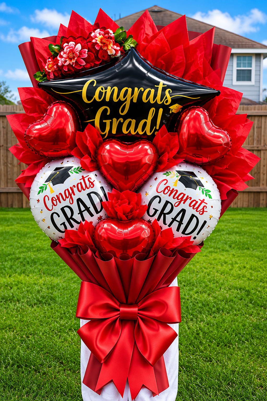 🎓❤️ Red Passion Graduation Bouquet ❤️🎓
